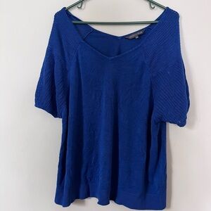 Addition Elle knit sleeve drop shoulder sweater blouse - blue - 3x​​